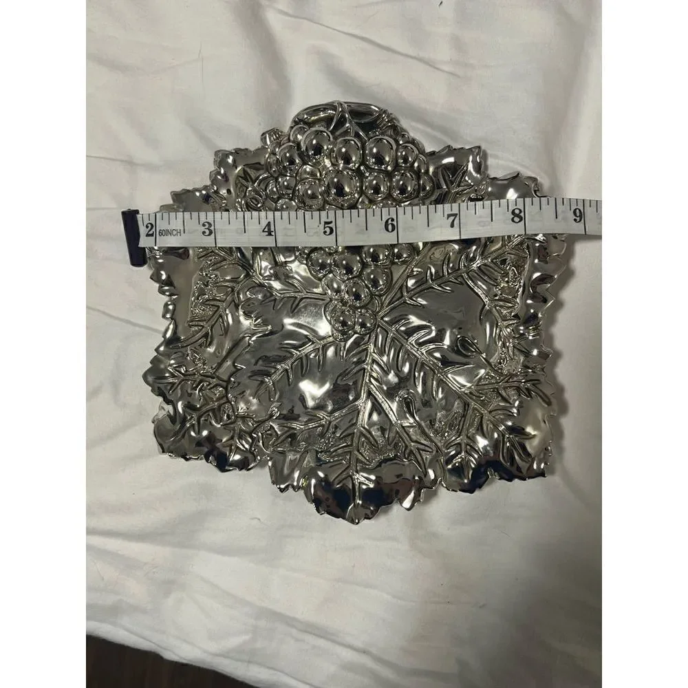 Silver Grape Fruit Dish Tray Side Plate Bowl 8-9”